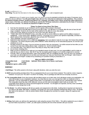 Coxs English Syllabus