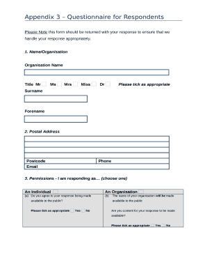 Appendix 3 Questionnaire for Respondents