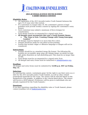 All registrants of the 2015 Juvenile Justice Youth Summit between the ages 15-25 may enter this contest