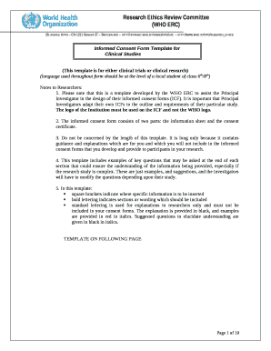 It is important that Principal Investigators adapt their own ICFs to the outline and requirements of their particular study