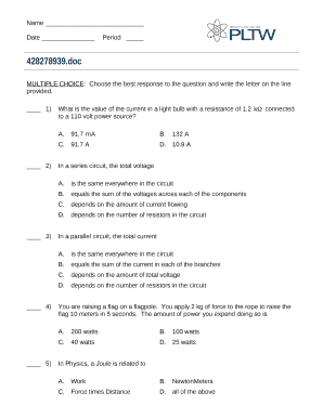 1)What is the value of the current in a light bulb with a resistance of 1