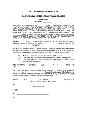 Sample for PROJECTS REQUESTED UNDER HB 303