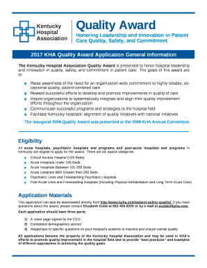 2017 KHA Quality Award Application General Information