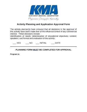 Activity Planning and Application Approval Form