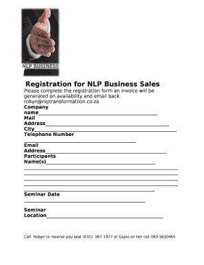 Registration for NLP Business Sales