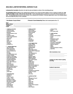 2012-2013 LAWYER REFERRAL SERVICE PLAN