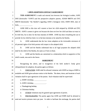 OPEN ADOPTION CONTACT AGREEMENT