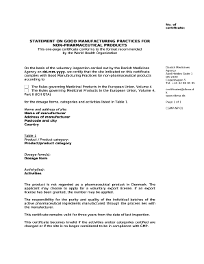 STATEMENT ON GOOD MANUFACTURING PRACTICES FOR