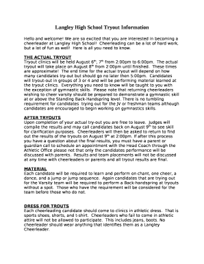 Langley High School Tryout Information