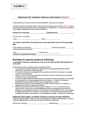 Attachment B1 (Contains Influenza Information) SPANISH