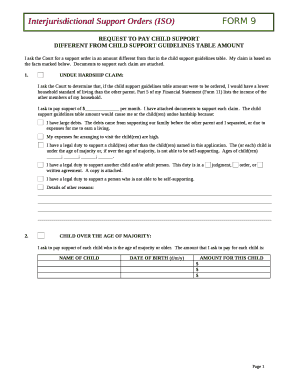 I ask the Court for a support order in an amount different from that in the child support guidelines table