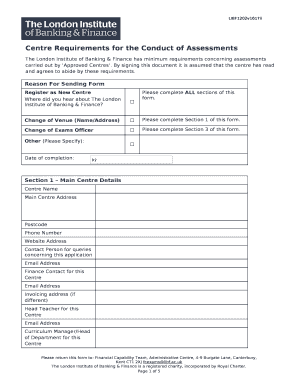 Centre Requirements for the Conduct of Assessments