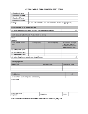HV Polymeric Cable Sheath Test Form