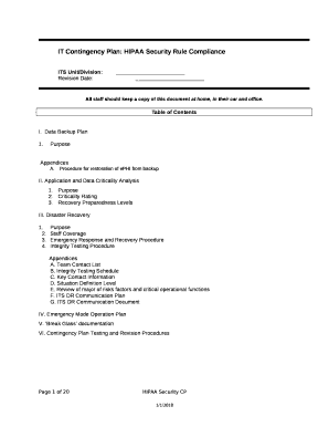 IT Contingency Plan: HIPAA Security Rule Compliance
