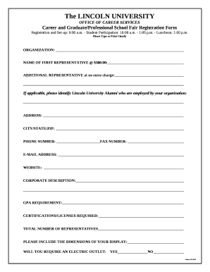 Career and Graduate/Professional School Fair Registration Form
