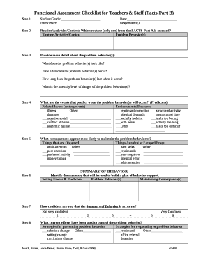 functional assessment checklist for teachers and staff