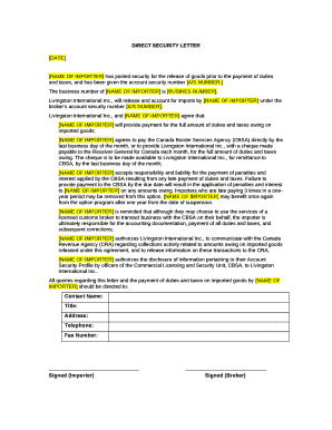 DIRECT SECURITY LETTER