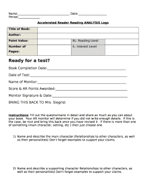 Accelerated Reader Reading ANALYSIS Logs