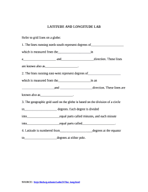 LATITUDE AND LONGITUDE LAB