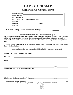 CAMP CARD SALE