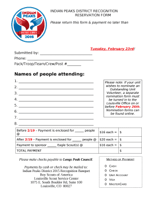 INDIAN PEAKS DISTRICT RECOGNITION RESERVATION template