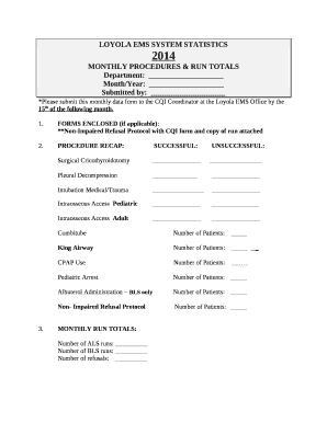 MONTHLY PROCEDURES & RUN TOTALS