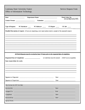 Louisiana State University EuniceService Request Form