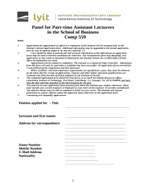 Panel for Part-time Assistant Lecturers