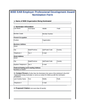 IEEE EAB Employer Professional Development Award Nomination Form
