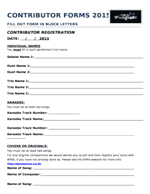 CONTRIBUTOR FORMS 2015