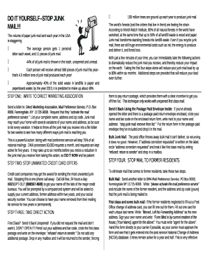 DO IT YOURSELF--STOP JUNK MAIL