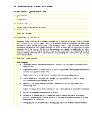 MARYS MEALS - JOB DESCRIPTION