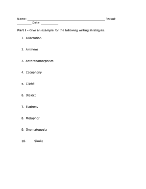 Part I Give an example for the following writing strategies: