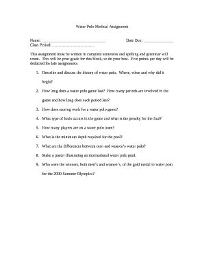 Water Polo Medical Assignment