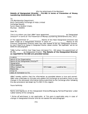 Details of Designated Director FIU-IND in terms of Prevention of Money Laundering (Amendment) Act, 2012
