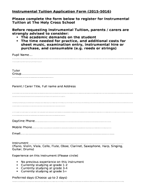 Instrumental Tuition Application Form (2015-5016)