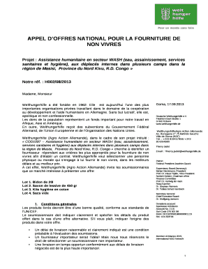 APPEL DOFFRES NATIONAL POUR LA FOURNITURE DENON VIVRES