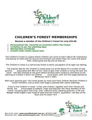 CHILDRENS FOREST MEMBERSHIPS