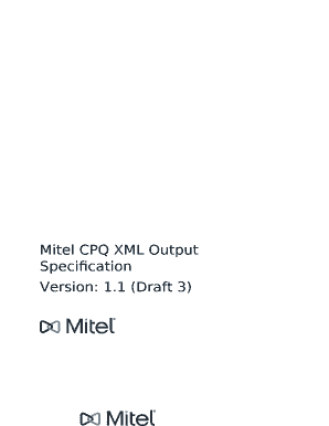 Mitel CPQ XML Output Specification