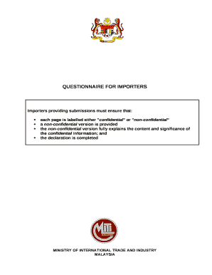 QUESTIONNAIRE FOR IMPORTERS