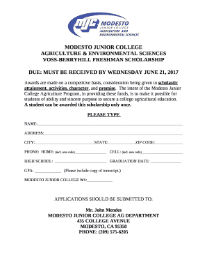 VOSS-BERRYHILL FRESHMAN SCHOLARSHIP