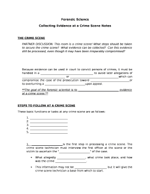 Collecting Evidence at a Crime Scene Notes