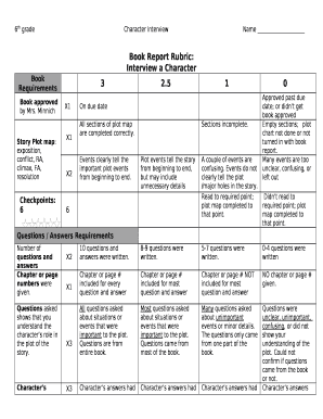 book report rubric