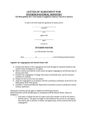 LETTER OF AGREEMENT FOR