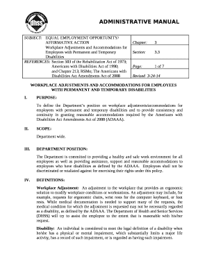 WORKPLACE ADJUSTMENTS AND ACCOMMODATIONS FOR EMPLOYEES WITH PERMANENT AND TEMPORARY DISABILITIES