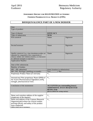 Assessment Report for REGISTRATION of Generic