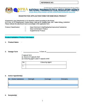 REGISTRATION APPLICATION FORM FOR NEW DRUG PRODUCT