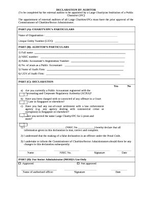 (To be completed by the external auditor to be appointed by a Large Charity/an Institution of a Public Character (IPC)