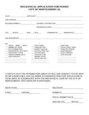 MECHANICAL APPLICATION FOR PERMIT