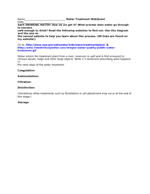 Name Water Treatment WebQuest